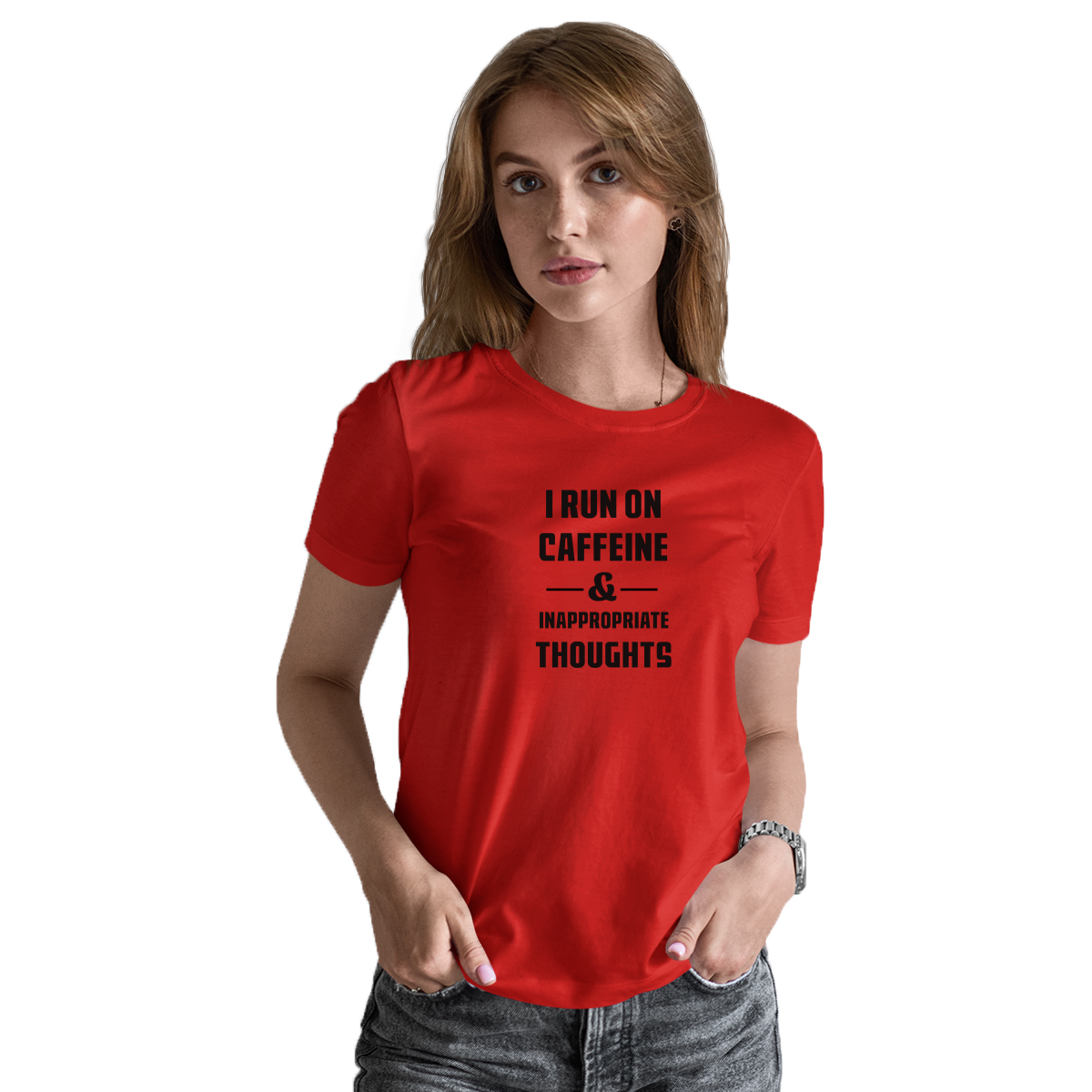 I Run On Caffeine and Inappropriate Thoughts Women's T-shirt | Red