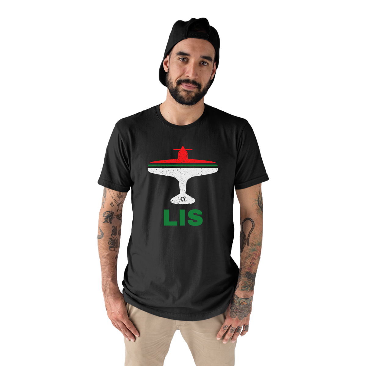 Fly Lisbon LIS Airport Men's T-shirt | Black