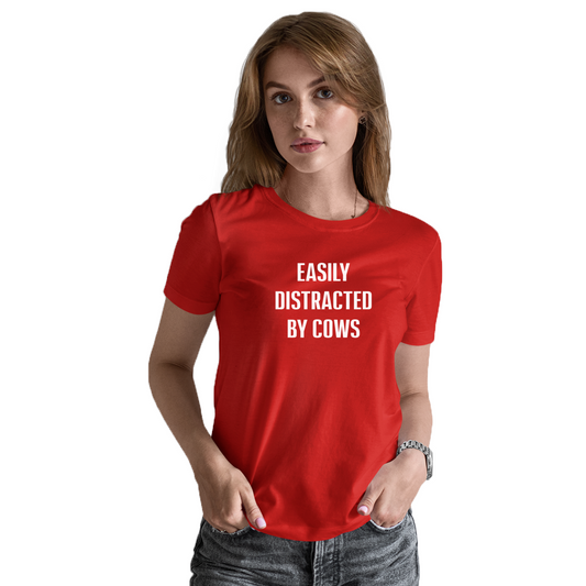 Easily Distracted By Cows Women's T-shirt | Red