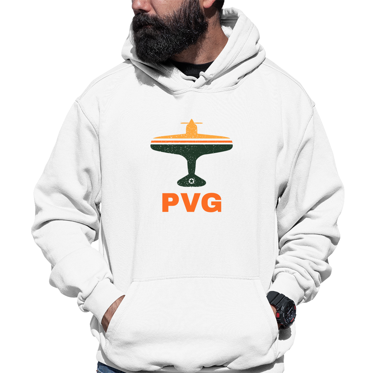 Fly Shanghai PVG Airport Unisex Hoodie | White
