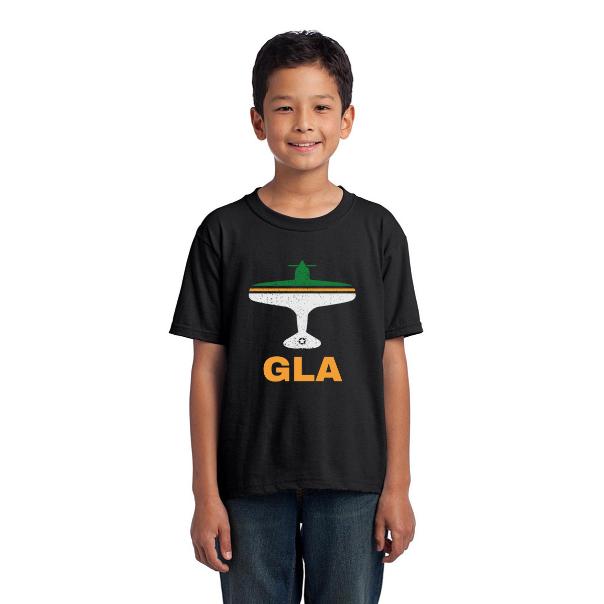 Fly Glasgow GLA Airport Kids T-shirt | Black