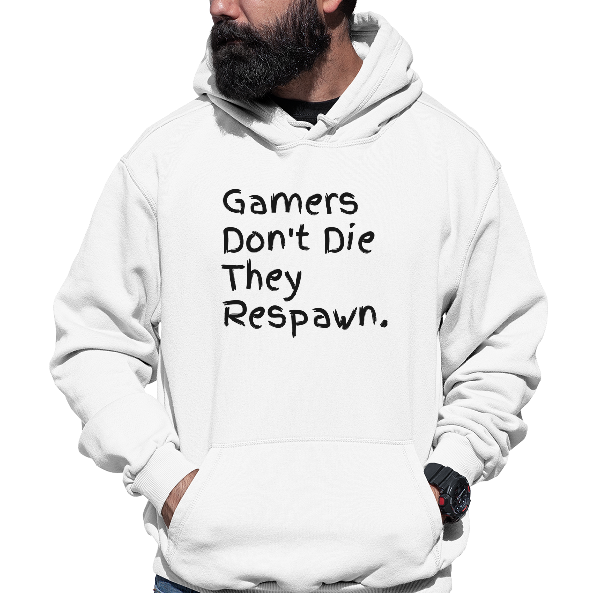 Gamers Don't Die They Respawn Unisex Hoodie | White