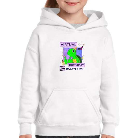 Virtual Party Stay Home Kids Hoodie | White