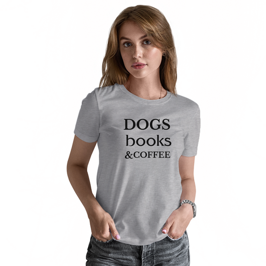 Dogs Books and Coffee Women's T-shirt | Gray