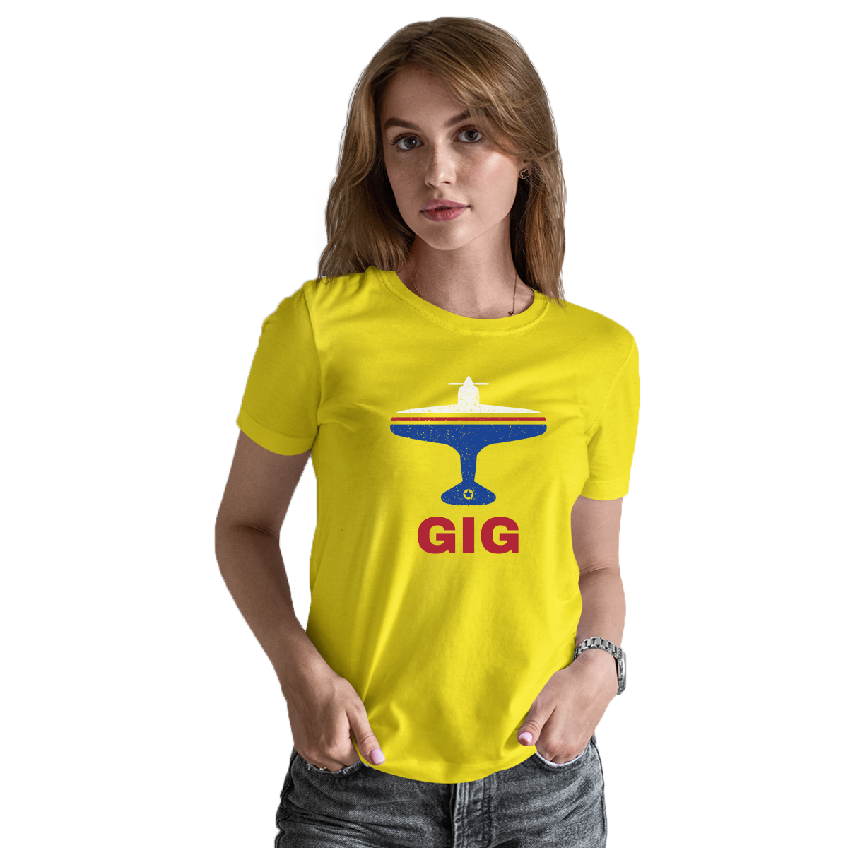 Fly Rio de Janerio GIG Airport Women's T-shirt | Yellow