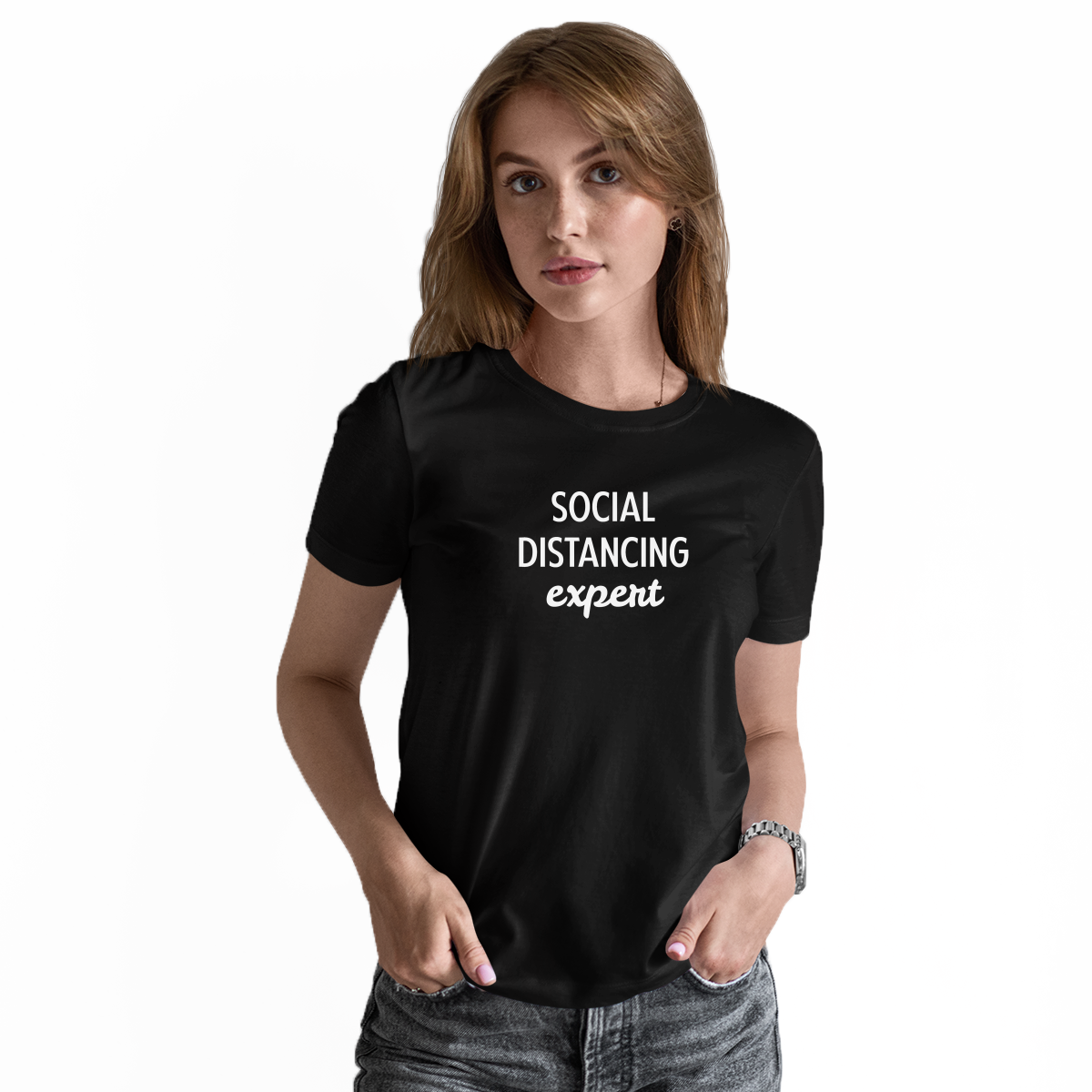 Social Distancing Expert Women's T-shirt | Black