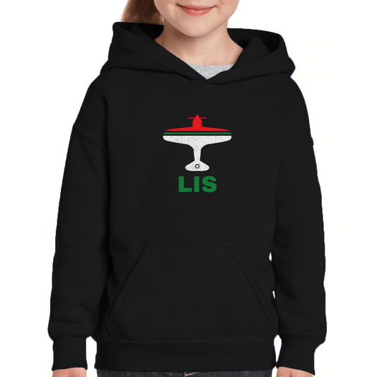 Fly Lisbon LIS Airport Kids Hoodie | Black