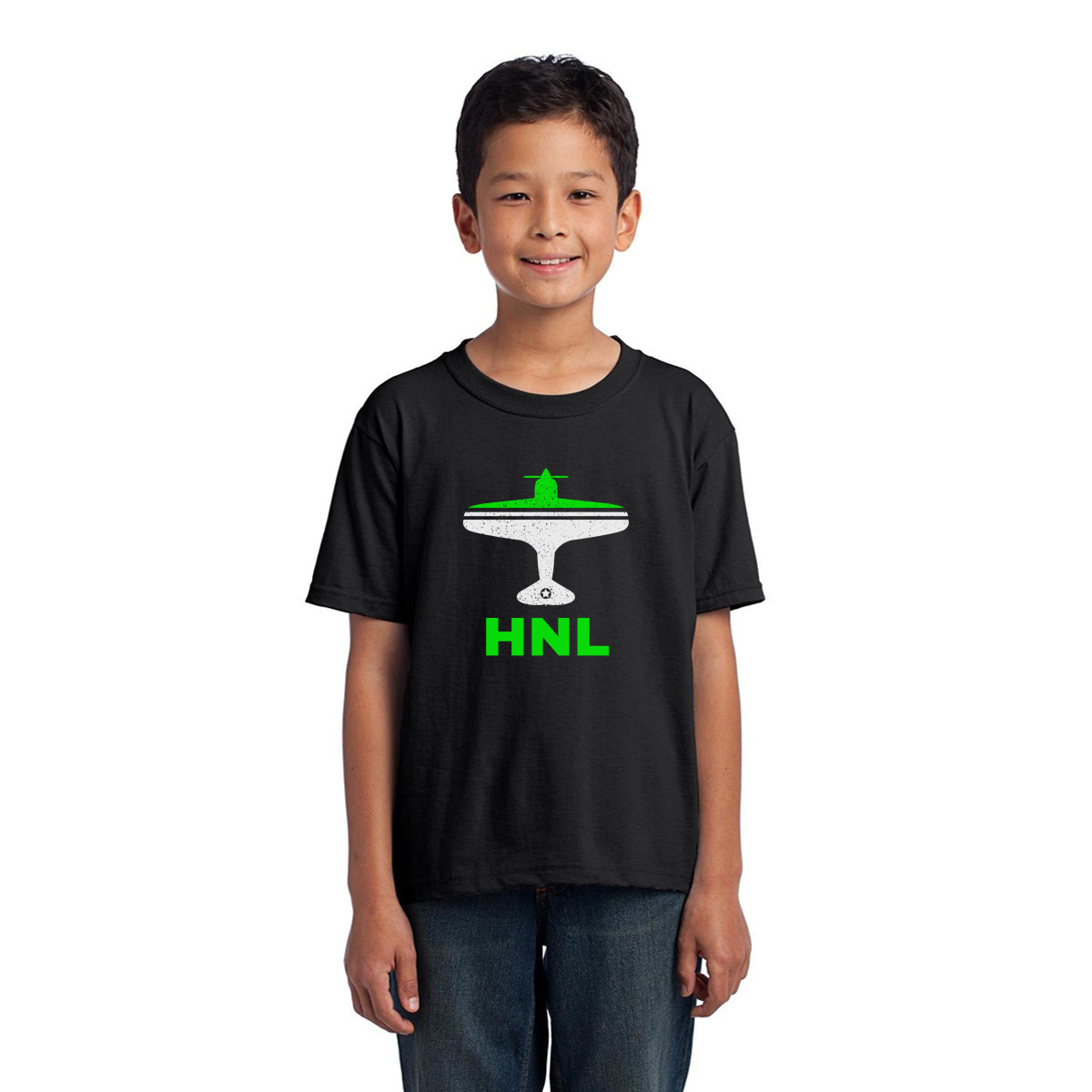 Fly Honolulu HNL Airport Kids T-shirt | Black
