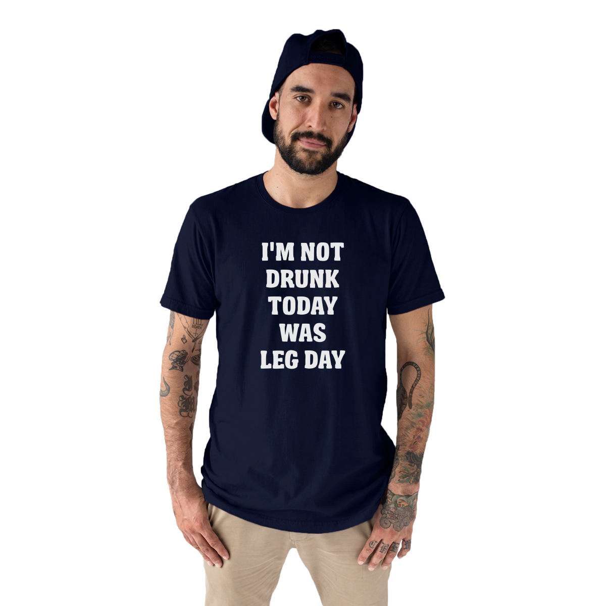 I'm Not Drunk Today Was Leg Day Men's T-shirt | Navy