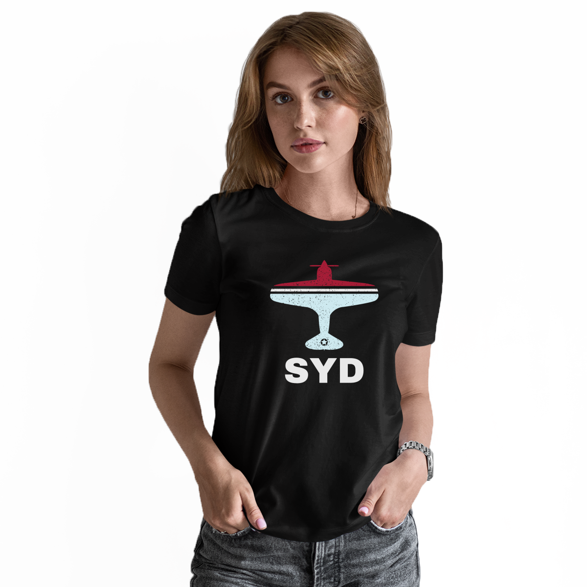 Fly Sydney SYD Airport  Women's T-shirt | Black