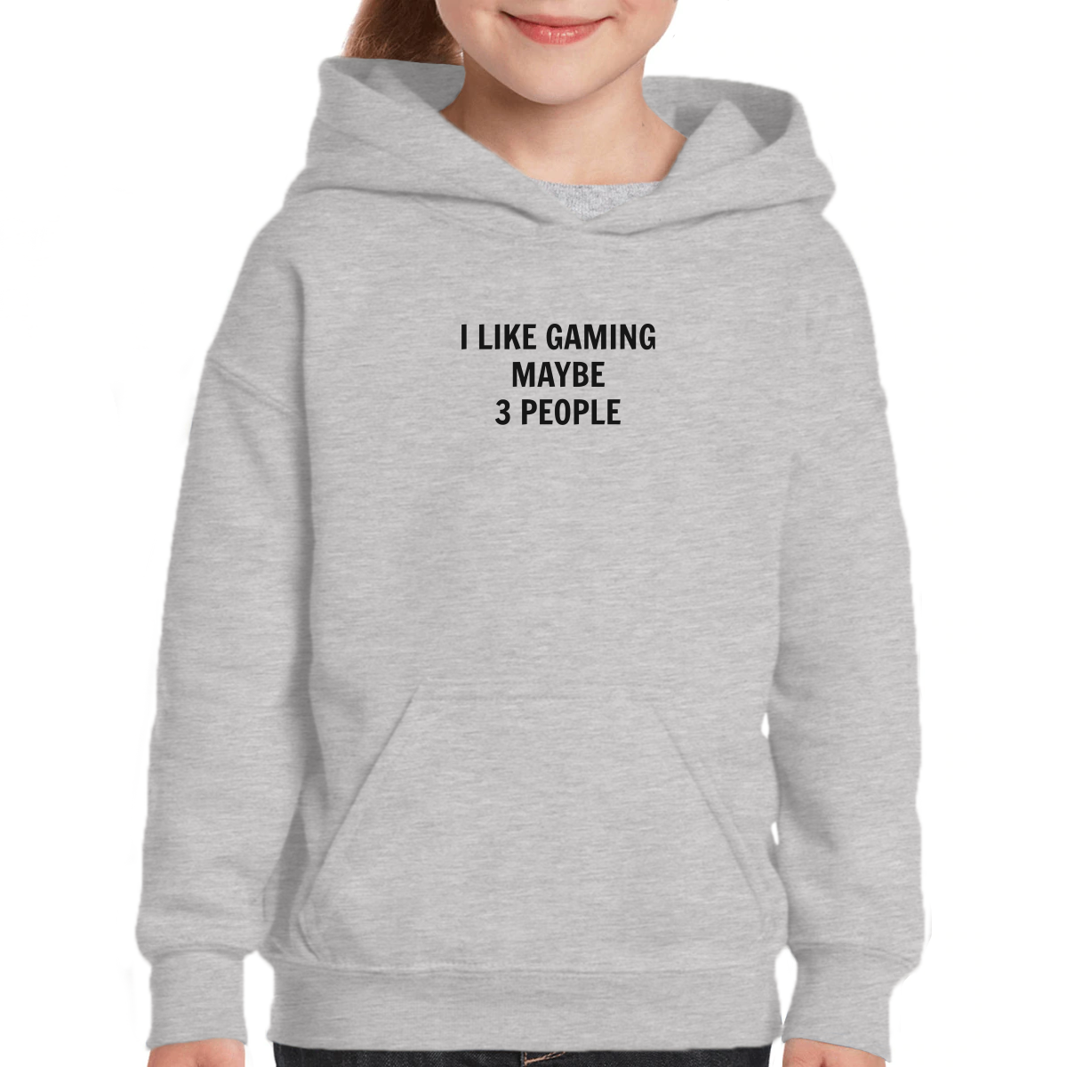 I Like Gaming and Maybe 3 People  Kids Hoodie | Gray
