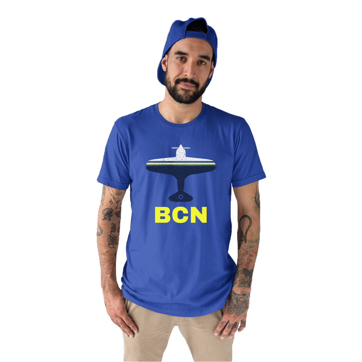 Fly Barcelona BCN Airport Men's T-shirt | Blue
