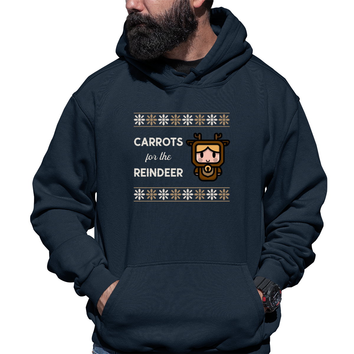 Carrots for the Reindeer Unisex Hoodie | Navy