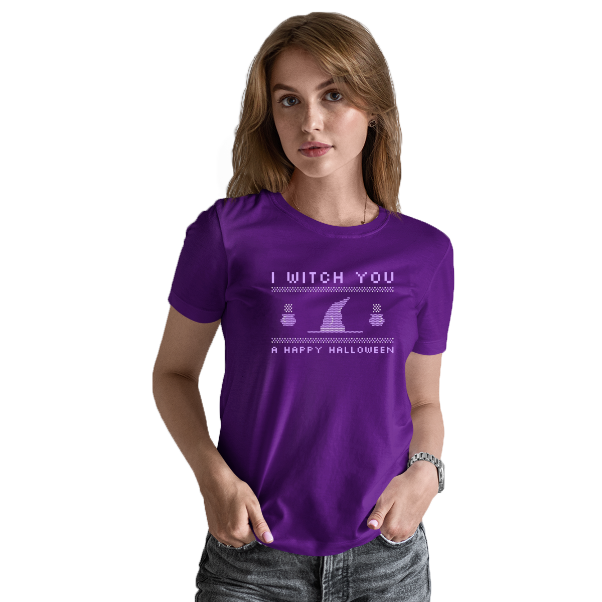 I Witch You a Happy Halloween Women's T-shirt | Purple