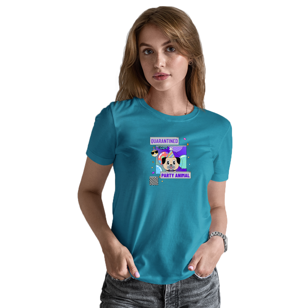 Quarantined Party Animal Women's T-shirt | Turquoise