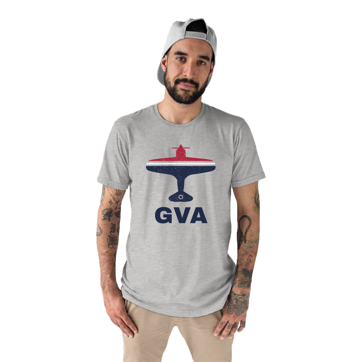Fly Geneva GVA Airport Men's T-shirt | Gray