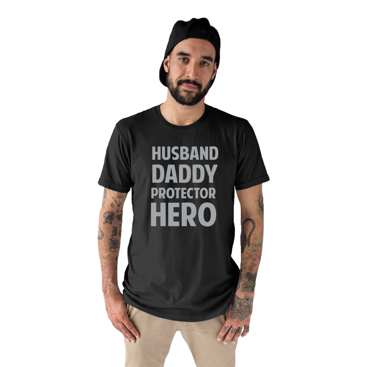 Husband, Daddy, Protector,Hero Men's T-shirt | Black