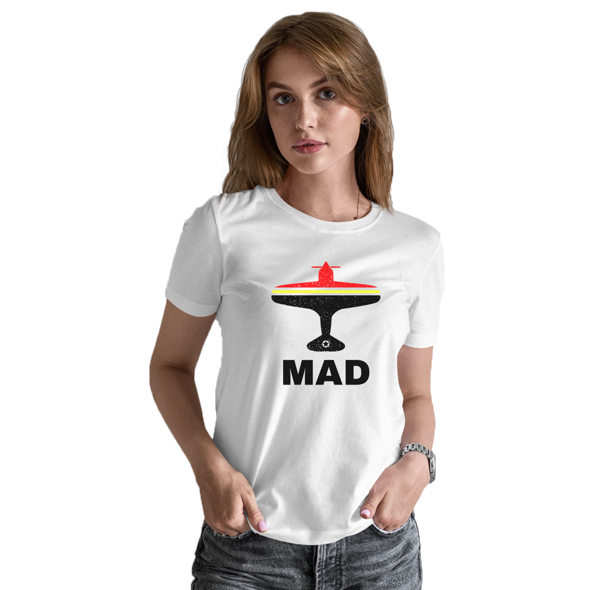Fly Madrid MAD Airport Women's T-shirt | White