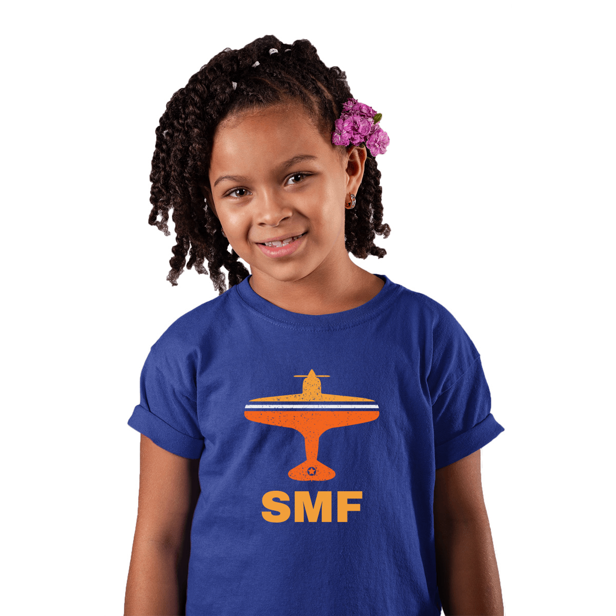 Fly Sacrameto SMF Airport Kids T-shirt | Blue