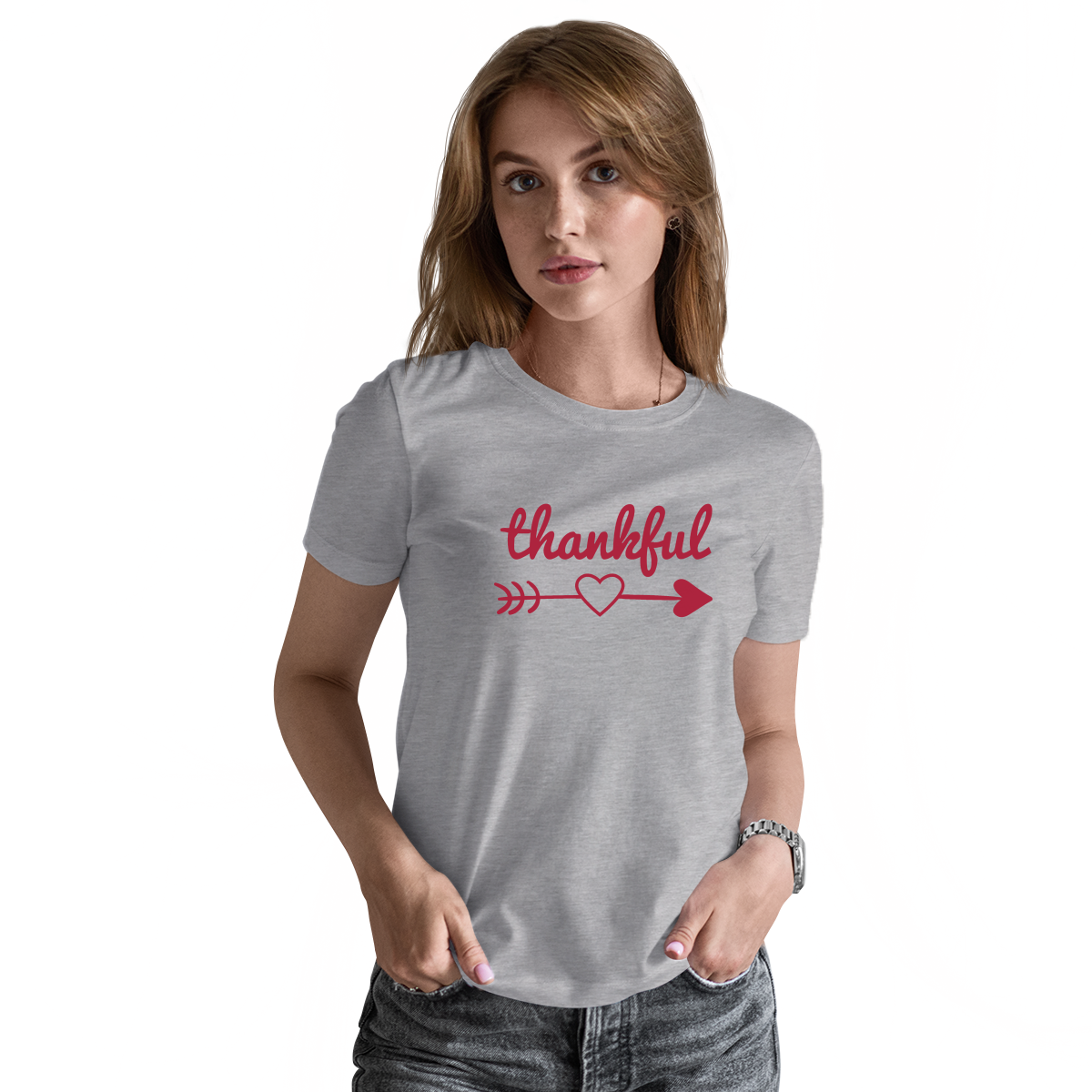 Thankful Heart Women's T-shirt | Gray