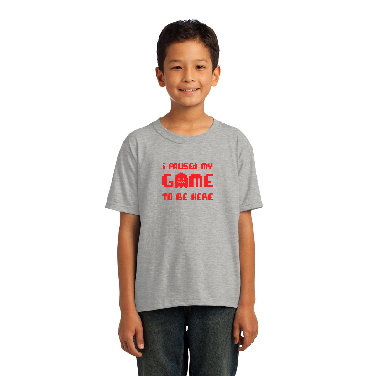 I Paused My Game To Be Here  Kids T-shirt | Gray