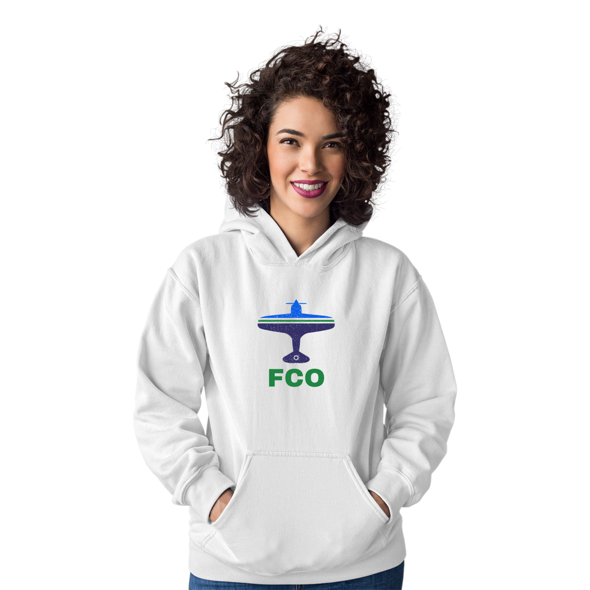 Fly Rome FCO Airport Unisex Hoodie | White