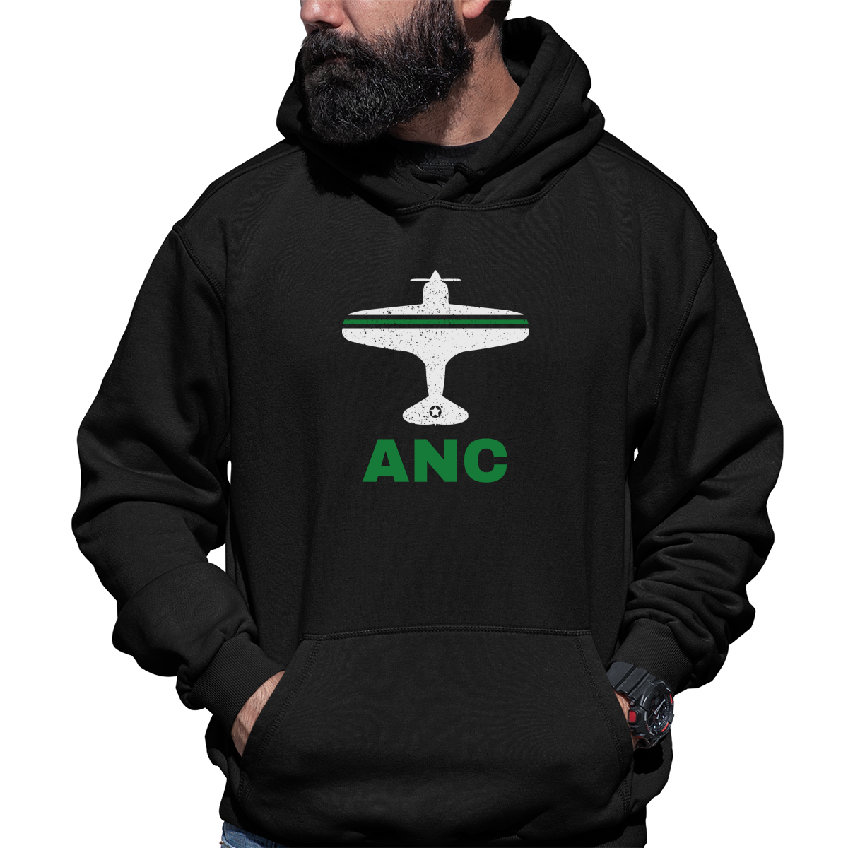 Fly Anchorage ANC Airport Unisex Hoodie | Black
