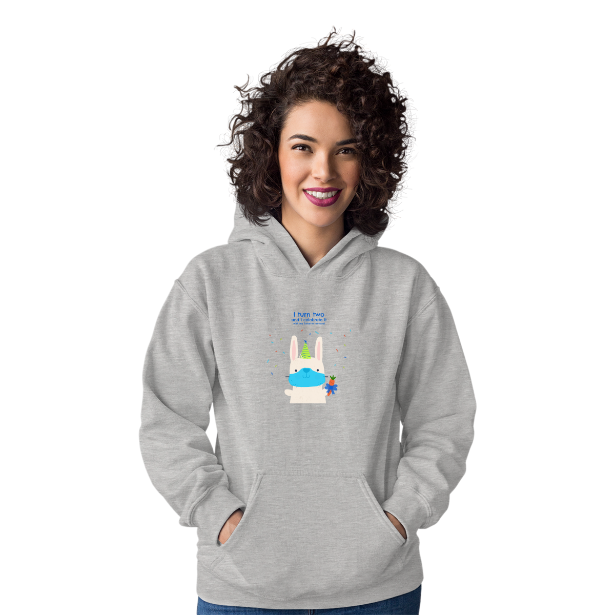 I turn two and I celebrate it with my favorite humans  Unisex Hoodie | Gray