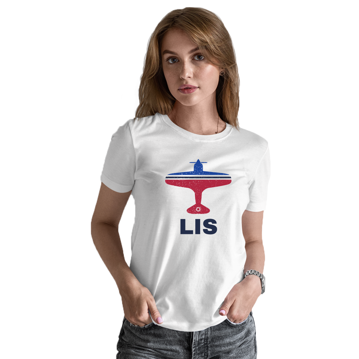 Fly Lisbon LIS Airport Women's T-shirt | White