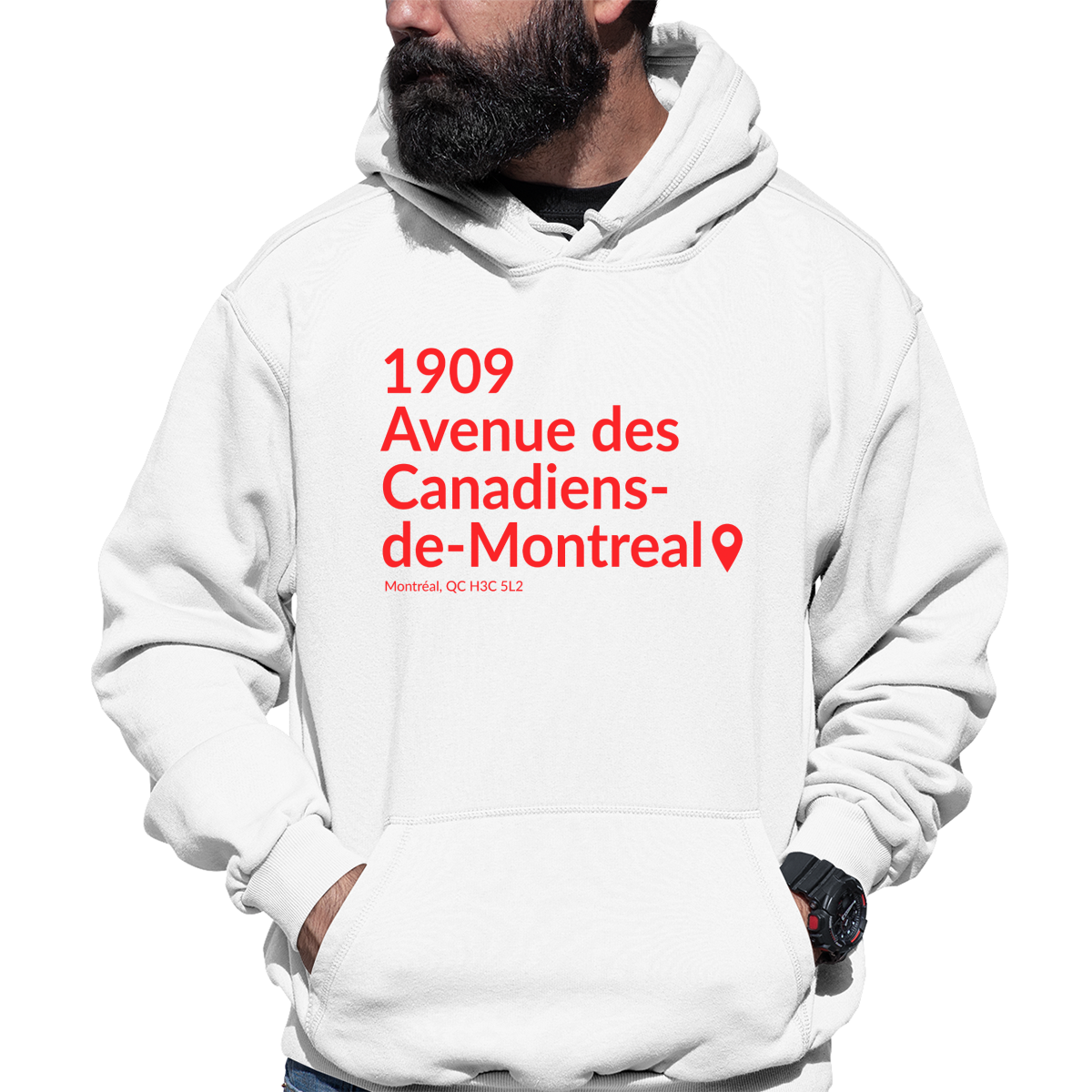 Montreal Hockey Stadium Unisex Hoodie | White