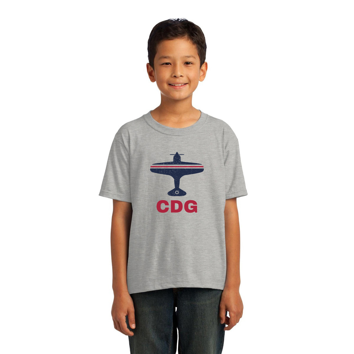 Fly Paris CDG Airport Kids T-shirt | Gray