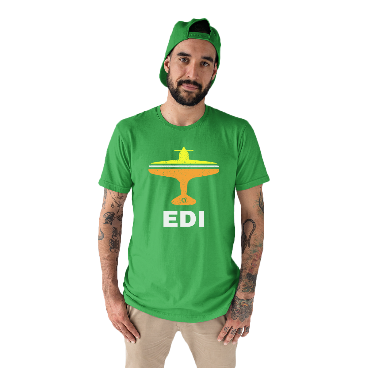 Fly Edinburgh EDI Airport Men's T-shirt | Green