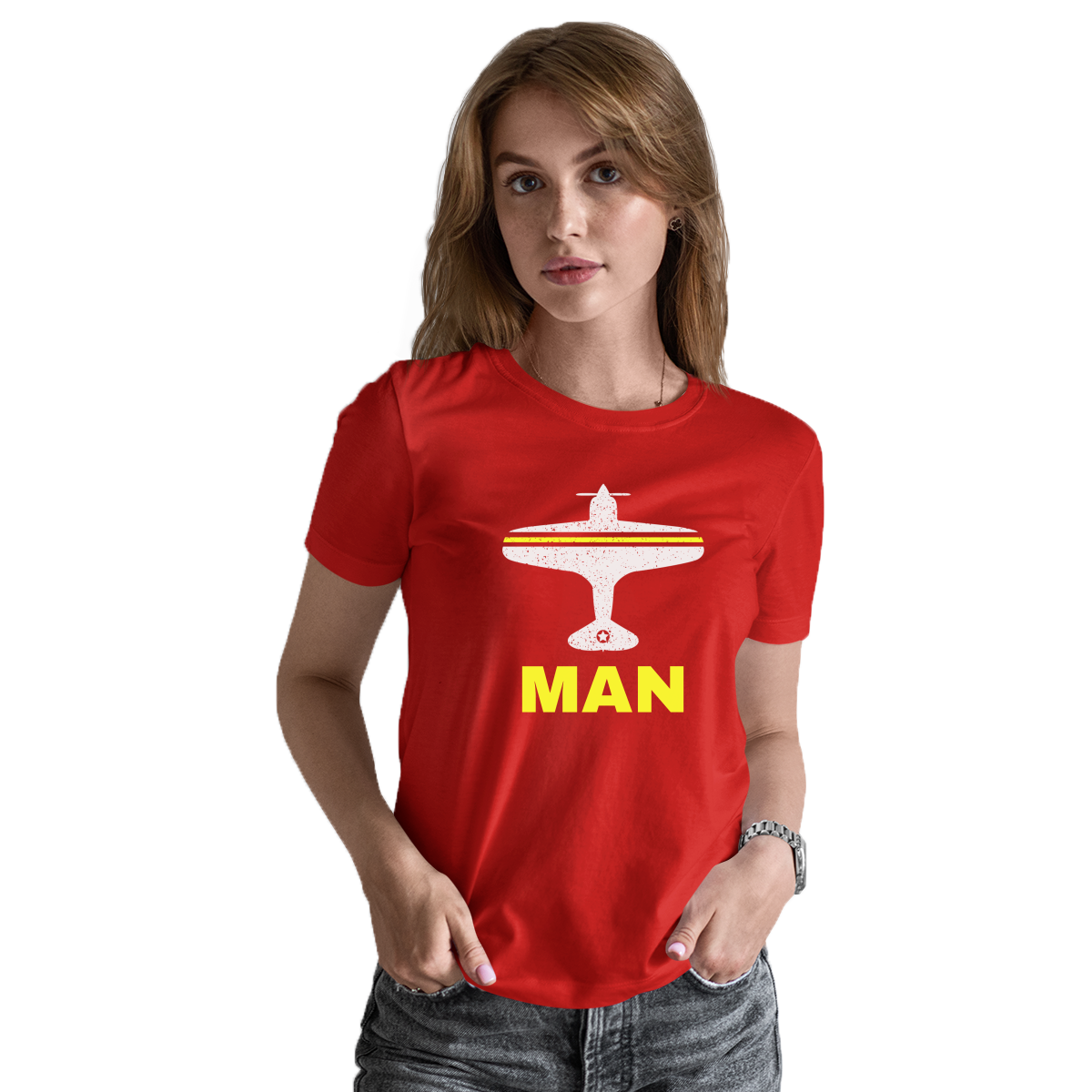 Fly Manchester MAN Airport Women's T-shirt | Red