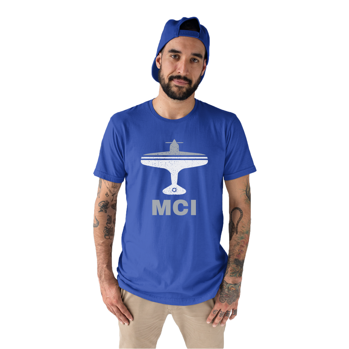 Fly Kansas City MCI Airport Men's T-shirt | Blue