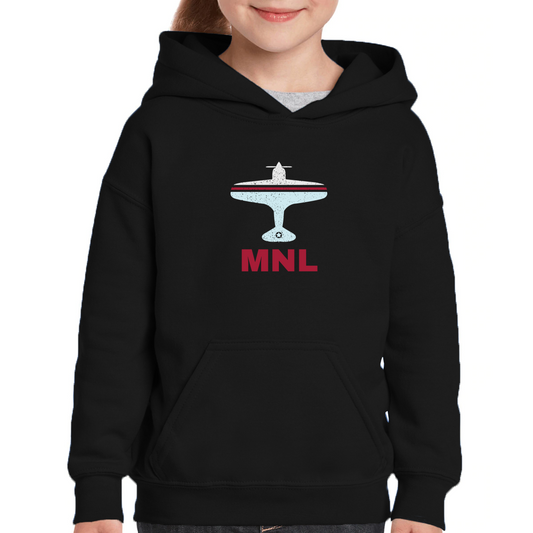 Fly Manila MNL Airport Kids Hoodie | Black