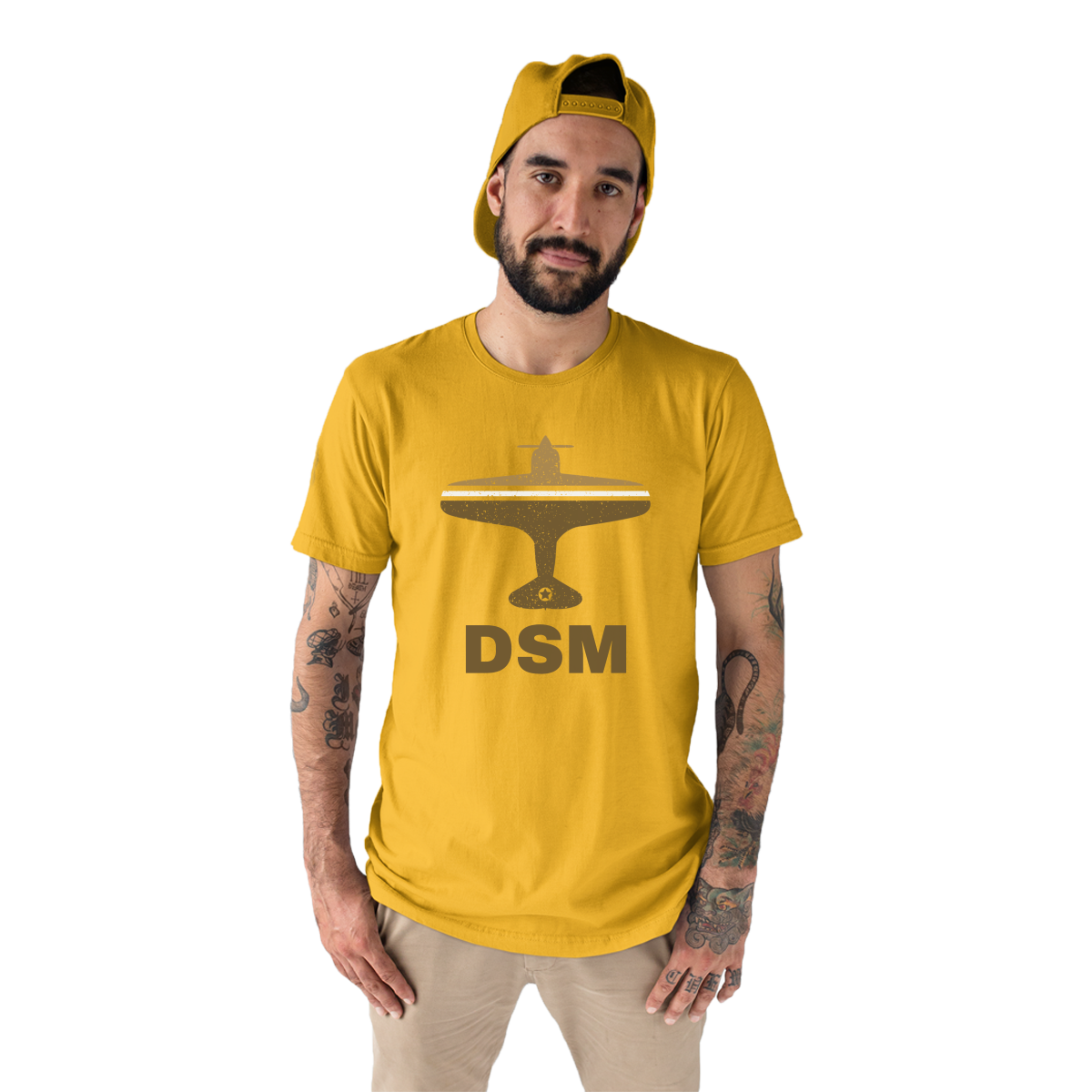 Fly Des Moines DSM Airport Men's T-shirt | Yellow