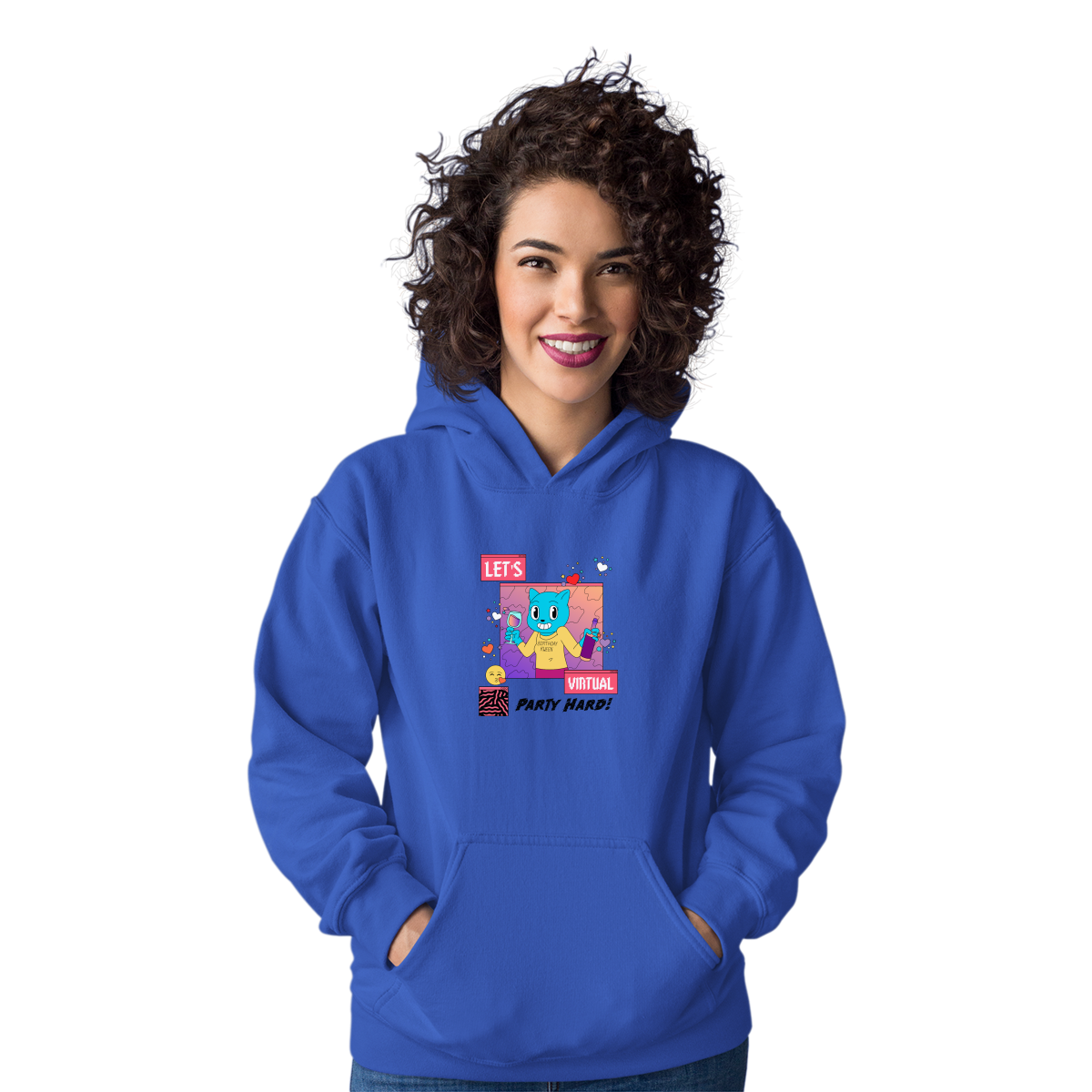 Let's Virtual Party Hard Unisex Hoodie | Blue