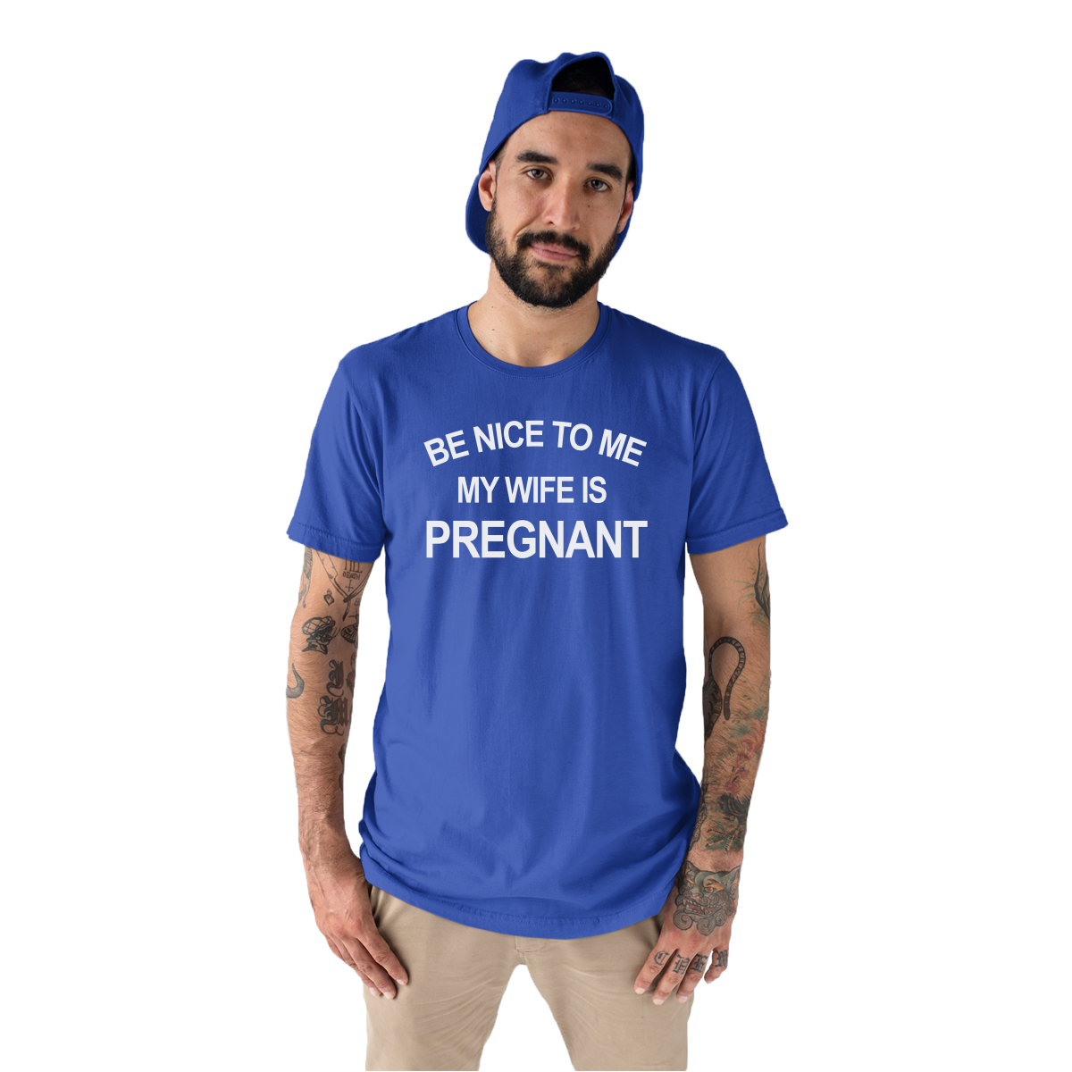 Be Nice To Me My Wife Is Pregnant Men's T-shirt | Blue