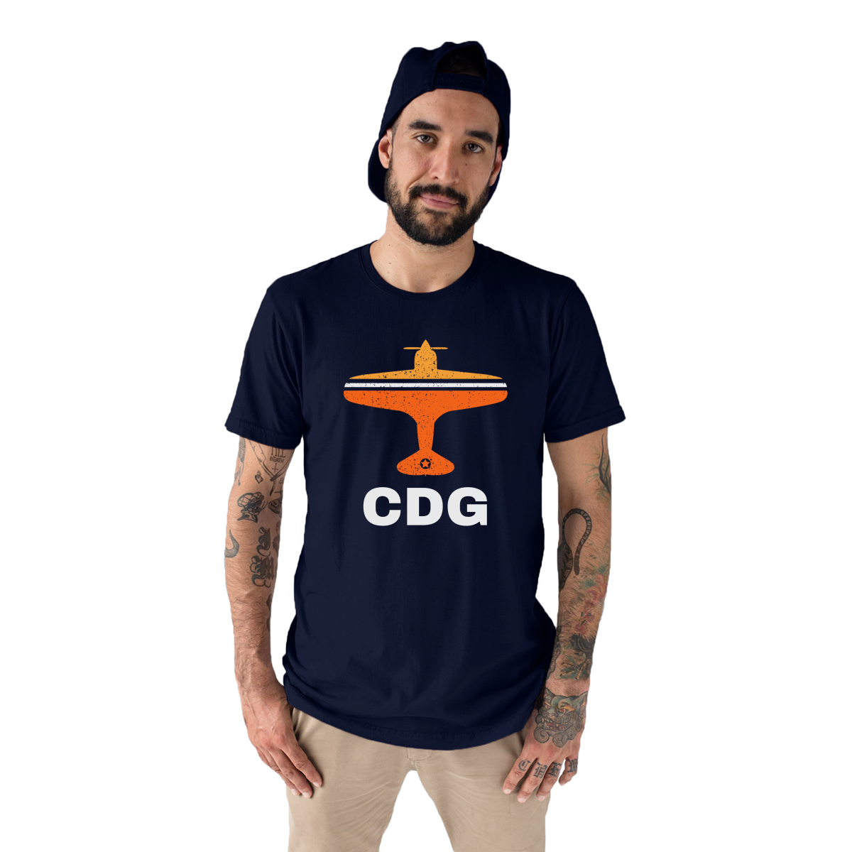 Fly Paris CDG Airport Men's T-shirt | Navy