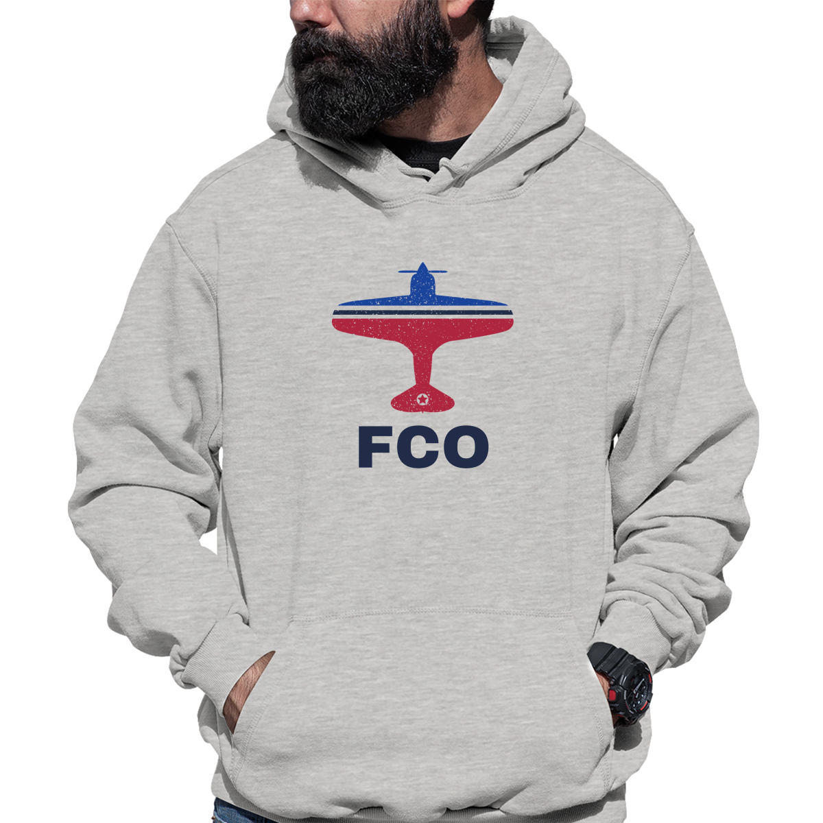 Fly Rome FCO Airport Unisex Hoodie | Gray