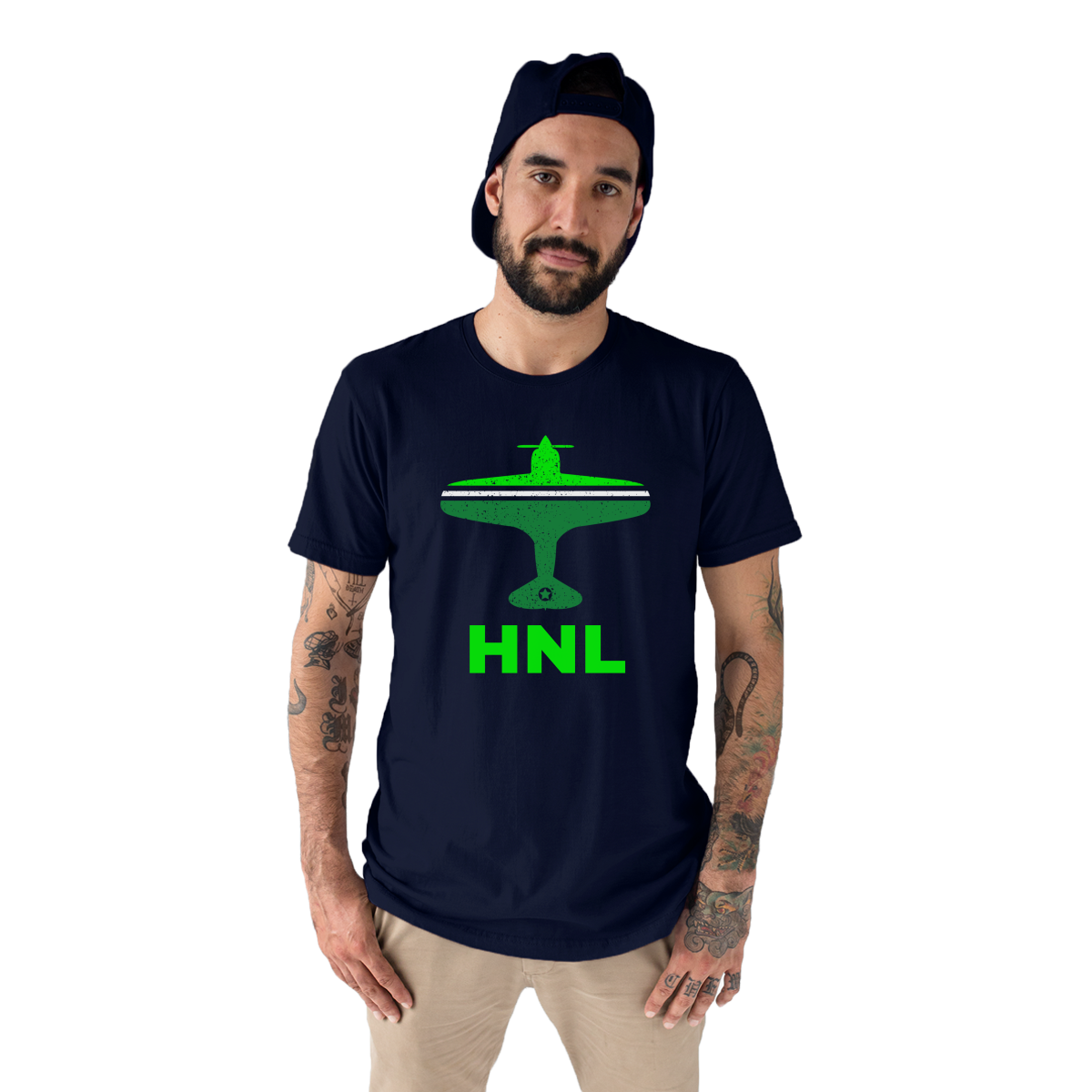 Fly Honolulu HNL Airport Men's T-shirt | Navy