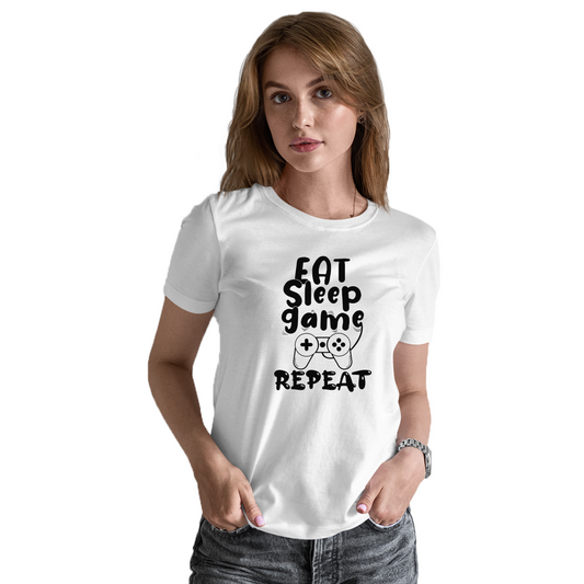 Eat Sleep Game Repeat Women's T-shirt | White
