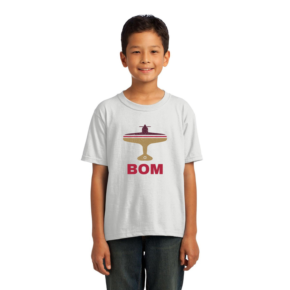 Fly Mumbai BOM Airport Kids T-shirt | White