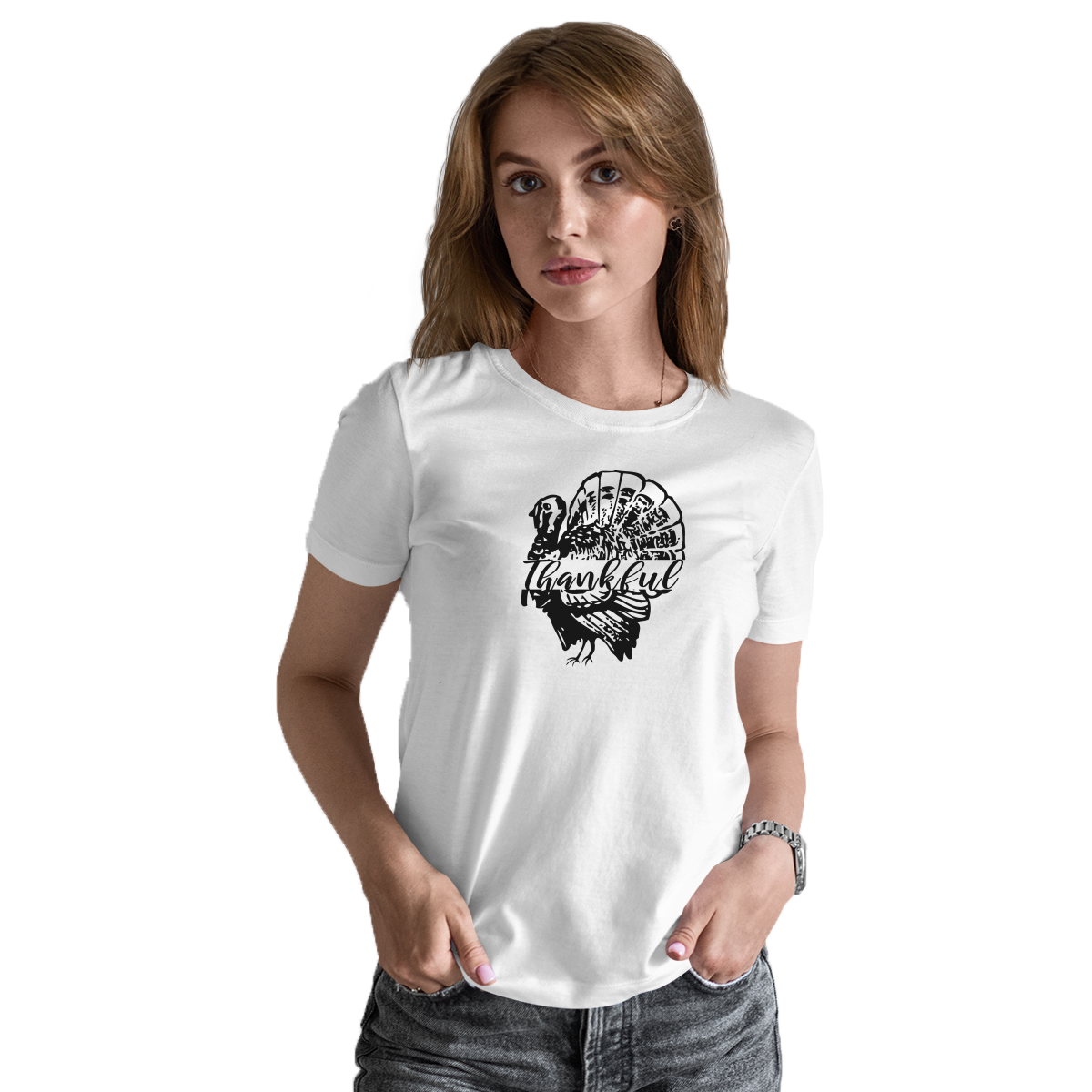 Thankful Turkey Women's T-shirt | White