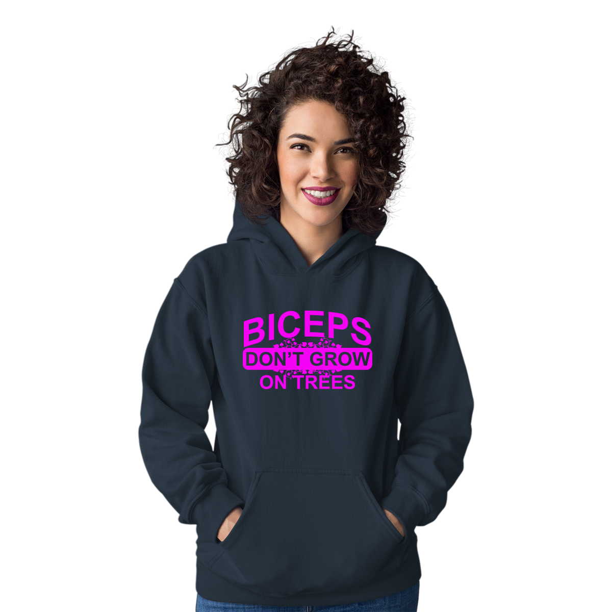 Biceps Don't Grow On Trees  Unisex Hoodie | Navy