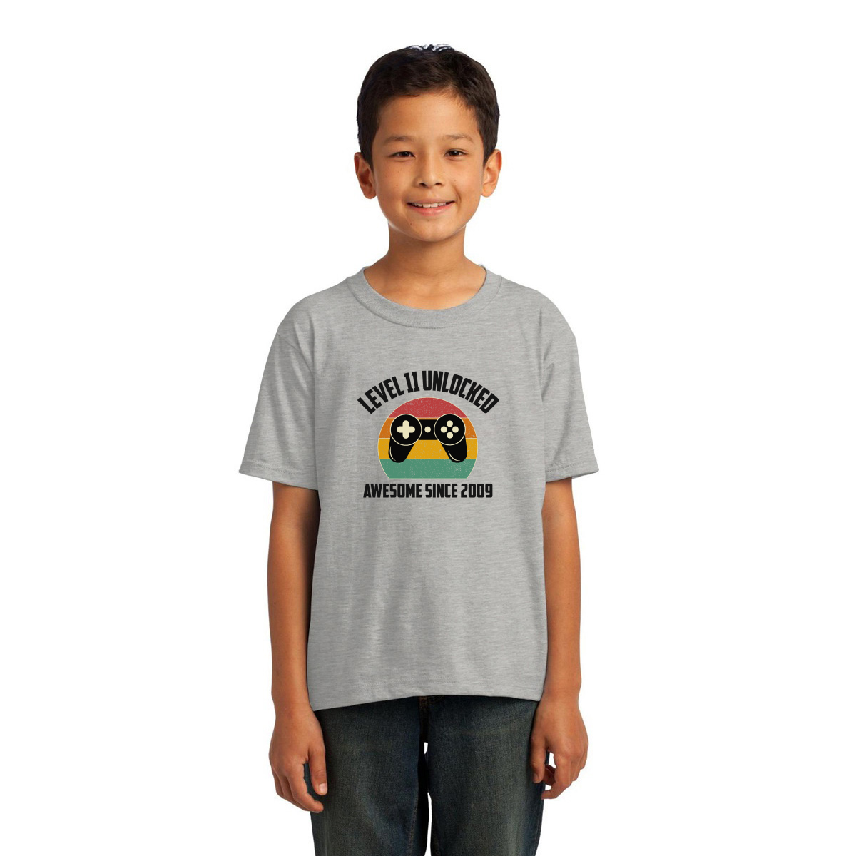 LEVEL 11 UNLOCKED Kids T-shirt | Gray