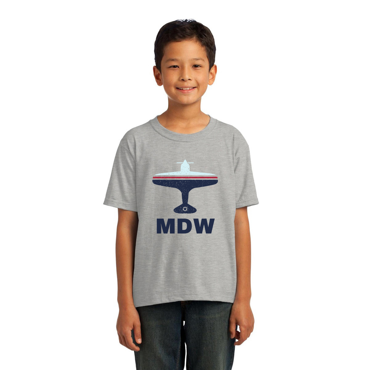 Fly Chicago MDW Airport Kids T-shirt | Gray