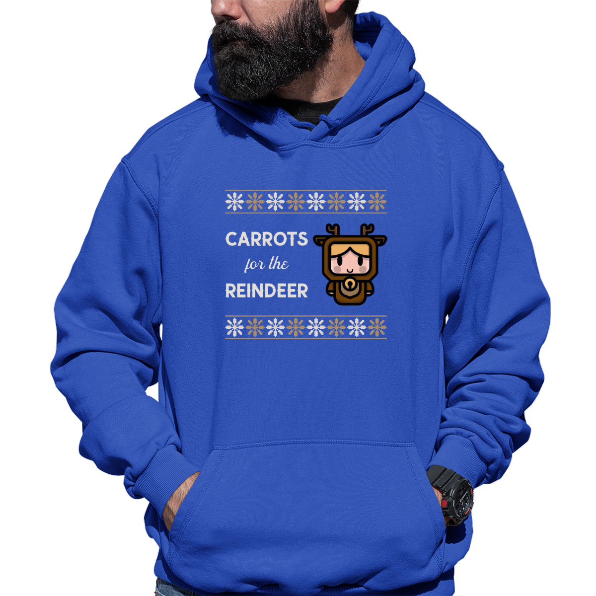 Carrots for the Reindeer Unisex Hoodie | Blue