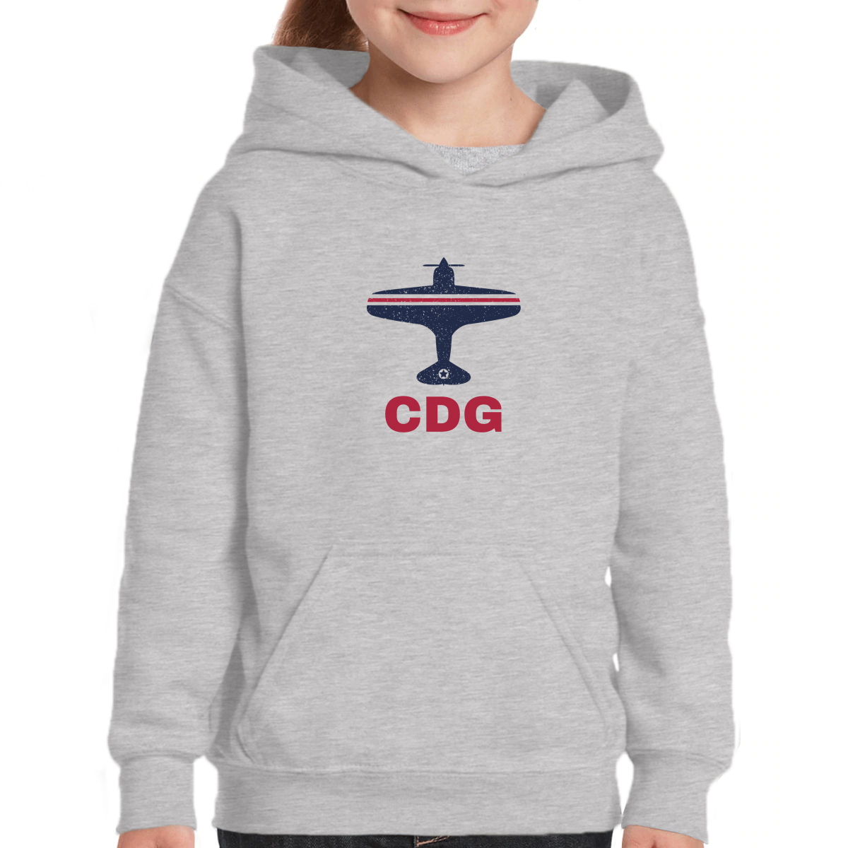Fly Paris CDG Airport Kids Hoodie | Gray