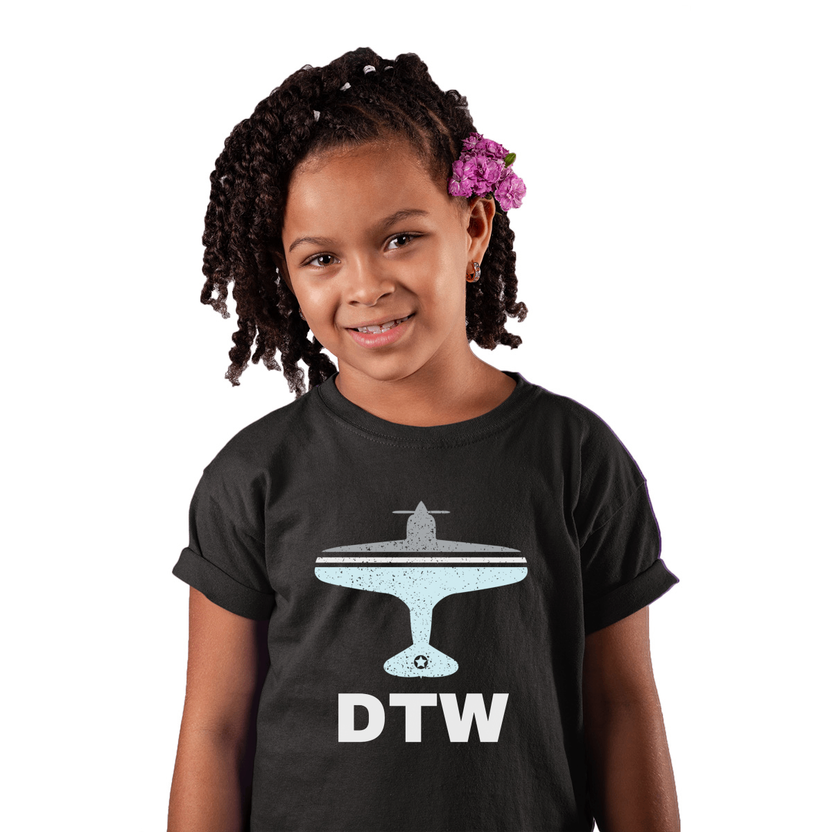 Fly Detrorit DTW Airport Kids T-shirt | Black